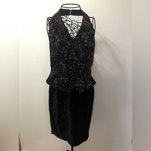 SCOTT McClintock Vintage red and black Velvet Midi Dress Size 10